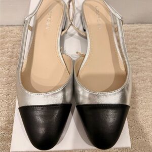 Marc Fisher Silver and Black Flats